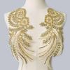 Lantejoulas, Miçangas, Strass, Tecido de Renda, Bordado Pesado, Apliques, Acessórios para Vestido de Banquete, Enfeites, Patches Florais de Tecido, Gravata Dourada