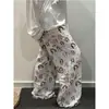 Lindo Pequeño Jade Estilo Coreano Dibujos Animados Ropa de Casa Pijama para Mujer Verano Casual Pantalones Anti-Mosquitos Se Pueden Usar Afuera Holgados Talla Grande Pantalones de Pierna Recta