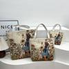 Bolsa de ombro bordada pesada, bolsa de mão dupla face de seda dourada jacquard, elefante, pavão, bolsa étnica feminina, bolsa de viagem para mamãe