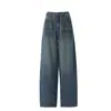 Jeans Anchos Relajados Estilo Retro de Hong Kong Color Naranja Infantil para Mujer, Diseño Plisado Versátil que Alarga la Figura, Pantalones de Pierna Ancha
