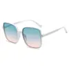 Gafas de sol cuadradas de montura grande con degradado estilo coreano para mujer, de moda en Instagram, para cara grande, adelgazantes, protección UV para hombre