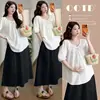 Conjunto de Ropa de Verano para Maternidad 2026 Nuevo Estilo Moda Suelto Top de Maternidad + Falda de Maternidad Conjunto de Maternidad