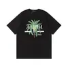 Camiseta de Manga Curta para Casal Amiri Pomba da Paz Tinta Flow Grafite Lettering 230g Série Coleção Estampa Clássica do Logo