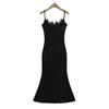 Vestido Largo de Encaje Puro Brillante con Tirantes para Mujer 2024 Nuevo Sexy Spice Girls Cintura Ceñida Moldeador de Cadera