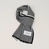 Bufanda tejida de doble cara con estampado de pata de gallo estilo coreano, unisex, diseño clásico otoño/invierno, versátil y cálida, adecuada para estudiantes