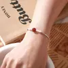 Pulseira Hexin S925 Prata Esterlina Ágata Vermelha Prata Triturada para Mulheres, Luxo Leve, Simples, Versátil, Fashion, Design de Nicho, Presente para Namorada
