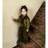 Conjunto de Otoño e Invierno para Niños Chal de Punto Suéter Retro Versátil Pantalones de Pinza de Pana Pierna Ancha Pantalones con Felpa Otoño e Invierno