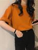 Blusa Casual Solta Estilo Influenciador Tendência Coreana para Mulheres Verão 2026 Manga Curta Gola Redonda Estampada Camiseta para Mulheres
