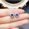 Pendientes de Zafiro Natural Transfronterizos de Amazon Plata S925 Piedra Principal 4*5 Joyería de Lujo Venta Directa de Fábrica