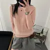 Suéter de tricô aberto com gola redonda e manga curta estilo coreano para mulheres, nova coleção de verão 2026, de alta qualidade, cor sólida, versátil, top tipo camiseta