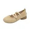 Zapatos Mary Jane de gamuza con tiras cruzadas estilo retro francés para mujer, nuevos zapatos de ballet versátiles de otoño 2026