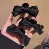 Pinza Pequeña de Garra con Lazo de Cinta de Satén Estilo Chanel para Mujer, Pasador para la Frente, Pinza Lateral para Flequillo, Pinza Pequeña para el Cabello de Niña, Accesorio para el Cabello