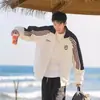 Jaqueta Esportiva Masculina 26 Novos Mangas Raglan Estilo Hong Kong, Cardigã Masculino de Outono, Jaqueta com Gola Alta para Adolescente Estilo Americano, Estilo Masculino