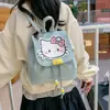 Mochila Jeans Fofa Estilo Coreano Ins 2025 Novo Estilo Personalizada com Fechamento Flip-Top e Cordão Pequena para Escola