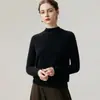Suéter de cuello alto medio 100% cachemira pura para mujer, nuevo suéter de cachemira de punto ajustado para otoño e invierno