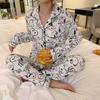 2022 pijamas novas mulheres manga comprida bonito desenhos animados calças ao vivo terno casa roupas meninas micro negócios internet celebridade geração cabelo