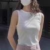 Ropa exterior de algodón para mujer Primavera y Verano Camisola acanalada sin mangas con cobertura lateral del busto, Top de diseño nicho