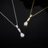 Collar Estrella de Lágrima de Moissanita Más Vendido Transfronterizo, Exquisita, Simple, Suave y Dinámica Cadena para Clavícula de Tres Piedras