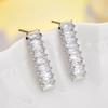 Pendientes creativos rectangulares coreanos Qingxing con incrustaciones de cristal de circonita de grado AAA, fabricantes de alfileres para orejas de plata de ley 925