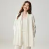 Suéter abrigo de punto grueso de cachemira 2026 otoño e invierno nuevo para mujer, estilo suelto y casual, de longitud media, cuello en V