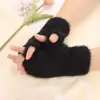 Guantes de Invierno para Mujer con Forro Polar, Tejido de Dos Dedos Expuestos, Cálidos para Hombre a Prueba de Frío de Lana, Guantes de Invierno para Estudiante de Medio Dedo Expuesto