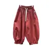 Calça Casual de Verão Estilo Europeu Plus Size 150kg Cintura Elástica Cordão para Mulheres, Estilo Retro Americano, Calça Lanterna Baggy que Valoriza a Silhueta