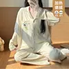Pijama Especial para Comércio Exterior Transmissão Ao Vivo para Mulheres Outono e Inverno Veludo Alemão Gola Lapela Cardigã Manga Longa Solto Doce Conjunto para Usar em Casa