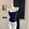 Camiseta Regata Básica Três Cores para Primavera e Verão com Bojo para Mulheres, Top de Alta Elasticidade Slim Fit, Camiseta Regata de Algodão Amarelo Gengibre
