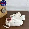 Zapatos Casuales Deportivos para Mujer Estudiantes 2026 Primavera y Otoño Aumentadores de Altura Suela Gruesa Punta Redonda Cuello Bajo Rayas de Estrella Cordones Delanteros