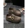 Zapatos Birkenstock de Suela Gruesa para Mujer 2026 Otoño Nuevo Vintage Gamuza de Vaca Cobertura Total Suela Suave Mocasines sin Cordones para Mujer