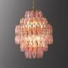 Lámpara de cristal de lujo estilo retro francés, color rosa cálido, de diseño antiguo, para sala de estar, comedor y dormitorio.