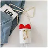 Bolso Cubo Estilo Coreano para Niños con Lindo Moño, Mini Bolso de Hombro para Bebé, Elegante Bolso Acolchado con Cadena para Niños y Niñas