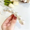 Elegante Presilha Banana Estilo Coreano com Incrustação de Pérolas, Simples Presilha Preta e Branca Torcida, Presilha para Rabo de Cavalo, Grampo de Cabelo Fashion, Fivela Grande para Rabo de Cavalo