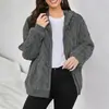 Cardigan Jacquard de Veludo com Capuz e Zíper Cor Sólida Estilo Europeu e Americano para Mulheres Jaqueta Casual para Mulheres