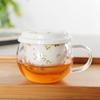 Taza de Vidrio con Tapa Taza para Té de Flores Taza de Agua Transparente Taza para Té con Filtro de Cerámica Engrosada Taza para Té de Oficina