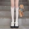 Verão bonito laço branco preppy estilo meias de bezerro jk menina veludo costura de renda de comprimento médio meias de renda