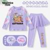 Traje de Baño Kapibara para Niñas, Dos Piezas con Mangas Largas y Pantalones Largos, Traje de Baño con Protección Solar para Niñas Mayores, Set para Aguas Termales