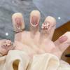 Nail Art Use Armadura Pérola Curta Borboleta Tie Unhas Adesivos Nude Fofo Fake Nail Patch Fábrica Atacado