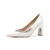 Zapatos Planos de Tacón Grueso y Punta Fina Jingang H8096/H6096 para Mujer 2025 Nuevo Otoño Suela Suave Zapatos de Boda Zapatos de Novia para Mujer