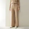 Pantalones de Cachemir Grueso de Cintura Alta con Caída y Pierna Ancha de Punto Recto Largos hasta el Suelo Pantalones Cálidos para Mujer