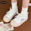 Hay zapatillas blancas de suela gruesa color melocotón para mujer, nuevas de primavera, combinan con todo, con estrellas, feas, lindas, casuales, zapatillas blancas de suela blanda.