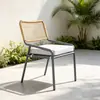 Silla de ratán para patio exterior, mesa y sillas de ocio, balcón al aire libre de jardín para el hogar, silla creativa con respaldo de cuerda para casa de huéspedes, mesa de café pequeña