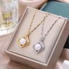 Estilo de Celebridad de Internet de Lujo Ligero de Gama Alta Gota de Agua Sirena Ji Colgante de Oro Real Micro-incrustado Collar de Acero de Titanio Cadena de Clavícula para Mujer