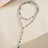 Colar Dupla Camada de Contas de Cristal Acrílico Europeu e Americano Transfronteiriço, Corrente de Clavícula Elegante e Sofisticada, Joias de Luxo Leve e de Alta Qualidade para Mulheres