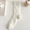 Calcetines Blancos Crudos Estilo Ballet con Patrón Hueco para Mujer, Calcetines de Algodón de Xinjiang Transpirables y Absorbentes de Sudor de Media Pantorrilla, Calcetines de Encaje para Niñas de Primavera y Verano