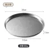 Prato redondo de aço inoxidável estilo japonês, prato raso de fundo plano, bandeja, prato para ossos, prato para churrasco comercial, prato de frutas, prato para bolo de sobremesa