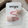 Nuevo estilo coreano Otoño e Invierno Lindo Oso de Peluche de Dibujos Animados Pinza para el Cabello para Niños Horquilla Versátil para Niñas Horquilla de Conejo Rosa