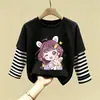 Camiseta de manga larga de algodón puro para niñas, camiseta básica moderna y versátil, top interior elegante para niñas, ropa de otoño para bebés y niños pequeños