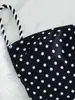 Traje de baño de una pieza para mujer, diseño retro de lunares sexy con cordón, ajuste ceñido, para vacaciones en la playa, transfronterizo europeo y americano