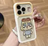 Pegatina de muñeca llorona de dibujos animados se transforma instantáneamente en funda transparente de dopamina compatible con iPhone 16 para teléfono Apple 17promax